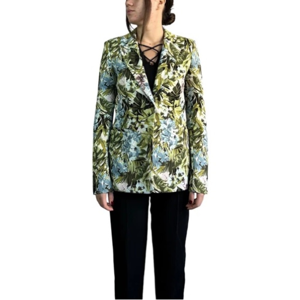 This is a Pinko faded-floral-print satin blazer